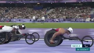 USAs Daniel Romanchuk wins mens T54 5000m New  World Record [upl. by Arvonio]