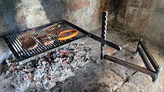 Homemade FOLDING GRILL for WOOD Stove [upl. by Tsenrae]