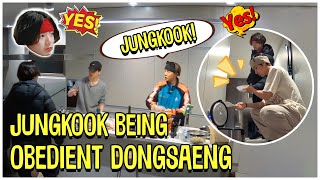 BTS Jungkook Being An Obedient Dongsaeng For The Hyungs [upl. by Tolliver]