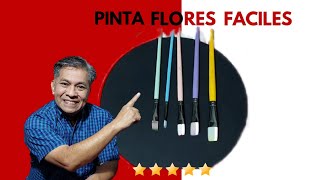 MIRA ESTA TÉCNICA PARA PINTAR FLORES Fáciles con PINTURA ACRILICA art onestroke [upl. by Oemac344]