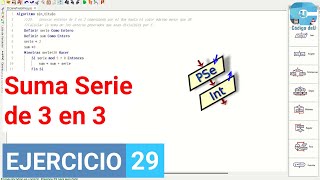 Serie de 3 en 3 en PSeInt Ciclo Mientras Ejercicio en PSeInt N°29 [upl. by Sabino519]