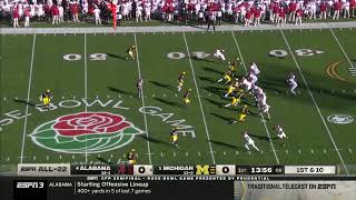 2024 CFP SemifinalRose Bowl Michigan vs Alabama All 22 ESPN3 Feed [upl. by Bartolemo127]