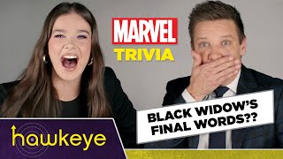 quotHawkeyequot Stars Jeremy Renner And Hailee Steinfeld Take An MCU Trivia Quiz [upl. by Kolk750]