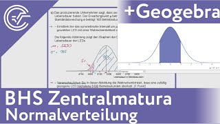 Zentralmatura Mathematik Normalverteilung  invNorm in Geogebra  Bifie Aufgabenpool erklärt [upl. by Xanthus548]