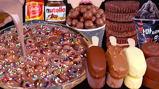 ASMR MALTESERS CHOCOLATE MILK MAGNUM ICE CREAM CAKE NUTELLA TWIX DESSERT MUKBANG 먹방咀嚼音 EATING SOUNDS [upl. by Eillim]