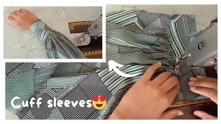 Cuff sleeve cutting and stitchingCuff sleeve designstep by step cuff sleeve cutting and stitching [upl. by Atteuqram631]