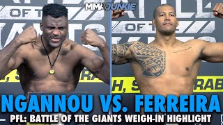 Francis Ngannou Renan Ferreira Combine for More Than 500 Pounds at PFL Super Fight WeighIns [upl. by Eat]