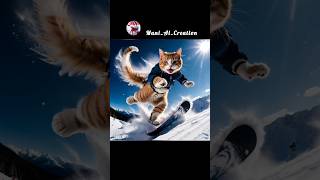 cat skiing adventure 🩵🌊🥶 viral cat cuteanimal catlover poorcat cutecat [upl. by Shipley887]