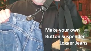 How to make Button Suspender Jeans add buttons to jeans [upl. by Retsae787]