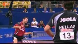 Timo Boll vs Panagiotis Gionis 2009 European Championships [upl. by Azirb]