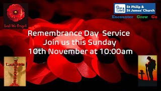 Remembrance Day Service this Sunday 10th November at 1000am [upl. by Halfon]