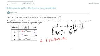 Aleks Interconverting pH and hydronium ion concentration [upl. by Eimorej612]