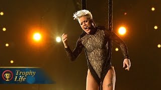 Pink Acrobatic quotTryquot Grammys 2014 Performance [upl. by Reffinnej]