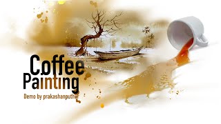 Coffee painting method  how to make coffee painting demo by prakashanputhur [upl. by Maighdlin]