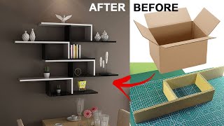 DIY wall shelf decor  Cardboard wall shelf decorating ideas [upl. by Ausoj]