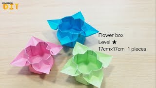 Origami Flower Box  Level   DIY Show 花盒子折纸 [upl. by Shanleigh512]