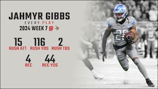 Jahmyr Gibbs Week 7 Replay Every Run Target and Catch  Minnesota Vikings [upl. by Carberry]