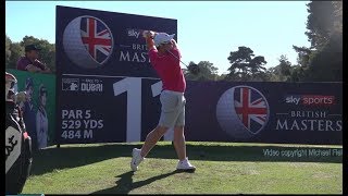 Sam Horsfield golf swing  Driver faceon view Sky Sports British Masters October 2018 [upl. by Eldrida]