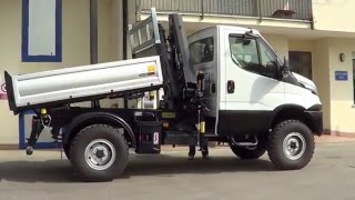 Iveco Daily 4x4 2 assi  Cassone ribaltabile trilaterale con gru DN [upl. by Mandle]