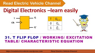 T flip flop working  truth table  excitation table  characteristic equation [upl. by Aidyn160]