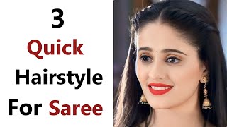 3 Quick Beautiful Hairstyle  Easy Hairtsyle for saree  New Hairstyle  Hairstyle for girls [upl. by Allimak]