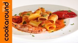 Paccheri con guazzetto di crostacei  Pasta scampi astici gamberi [upl. by Oletta]