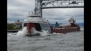 Impressive The Philip R Clarke Plowing through the Waves Departing Duluth heavy with Iron Ore [upl. by Melody]