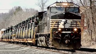 NS Freight Train Hauling John Deere Tractors 4380 Leading Mixed Manifest Jeannette Pa March 2024 [upl. by Dalenna781]