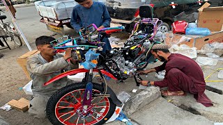 Assembling 200cc 2 Wheels Electric Bike in Afghanistan [upl. by Ertemed86]