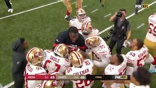 49ers Crazy Game Winner George Kittle Dragging Defenders Saints vs 49ers [upl. by Avehs623]