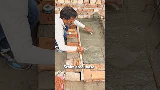 Stairs steel base concrete casting work construction [upl. by Elocon641]