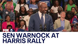 We got the last laugh Sen Raphael Warnock at Kamala Harris Atlanta rally  FOX 5 News [upl. by Averell]