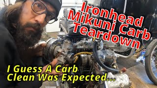 Swap Meet Chopper Ironhead Mikuni Carb Removal and Tear Down [upl. by Dani]