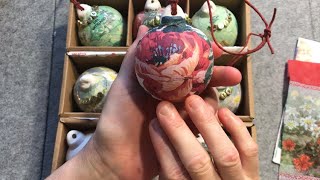 Easy decoupage bauble tutorial using serviettes or napkins  Christmas Xmas advent craft how to [upl. by Ardnalahs]