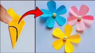 Easy Paper Flower making How to make paper flower Paper Flower making idea [upl. by Aipmylo]