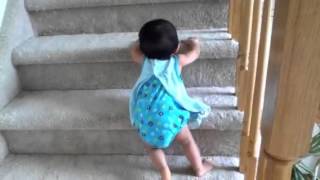 Cute Twin Babies climbing stairs [upl. by Weatherby]