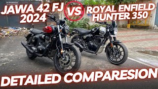 Finally Jawa 42 FJ VS Royal Enfield Hunter 350  Side By Side Detailed Comparison DeepakKohli25 [upl. by Oiromed]