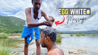 🔱Hogenakkal 🥚Egg Apply Head 🤯Massage  Using Egg White  River🌊 Side Natural Massage asmr massage [upl. by Atnahs]