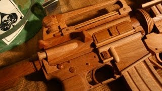 M4A1 wooden gun with M203 grenade launcher [upl. by Avek690]