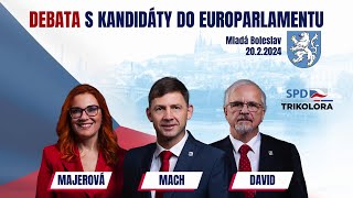 Debata v M Boleslavi s kandidáty do EP Ivan David Petr Mach Zuzana Majerová [upl. by Amando113]