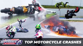 Top Motorcycle Crashes MotoAmerica 2021 [upl. by Anoynek]