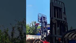 Buckled steel wire ropes loading process with a forklift truck [upl. by Warner231]