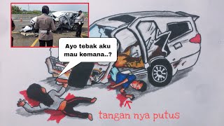 SERAM kisah ilustrasi Kecelakaan mobil VANESSA ANGEL yang membuat nya meninggal  cara menggambar [upl. by Shina]