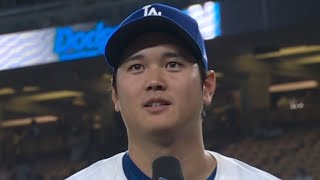 Shohei Ohtani Postgame Interview on Getting Huge Win vs Phillies on Freddie Freemans Return Game [upl. by Afatsum]