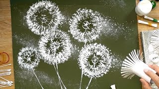 Toilet Paper Rolls Dandelion QTips Painting Techniques [upl. by Adile]