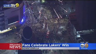 Fans Celebrate Lakers 2020 Championship Win Outside Staples Center [upl. by Anyela]