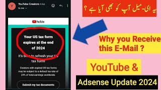 How to submit Adsense US Tax Form  YouTube US Tax Form Submit Email  YouTube adsense update 2024 [upl. by Asseral]