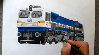 Drawing a WDP4D locomotive  Indian Railways  Akshays Rail World [upl. by Alekram]