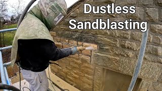 Dustless SandBlasting old stone to match new extension [upl. by Li]