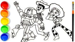 Toy Story 4  How to draw Toy Story  Toy Story Characters Woody Buzz Jessie [upl. by Atthia]